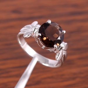 Natural smoky quartz ring, 925 Sterling Silver, cocktail ring, engagement ring, birthstone ring, smoky quartz jewelry, Anniversary Gift
