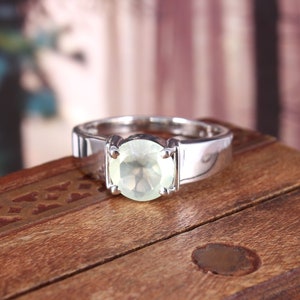 Prehnite Ring, Women Ring, 925 Silver Ring, Statement Ring, Gemstone Ring, Handmade Ring, Boho Ring, Dainty Ring, Prehnite Jewelry, Gift Her