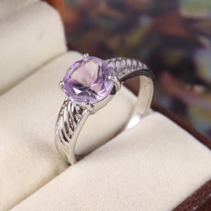 Dainty Amethyst Engagement Rings for Women, Purple Crystal Ring, Wedding Ring, February Birthstone Ring, 925 Sterling Silver Minimalist Ring