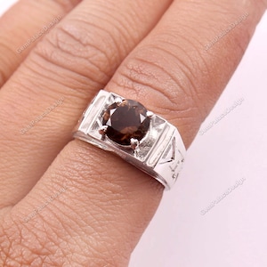 Natural Smoky Quartz Ring _ Minimalist Ring _ 925 Sterling Silver Ring _ jewelry Ring _ Statement Ring Minimalist Ring _ Solitaire Ring _