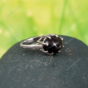 Black Star Sapphire Ring , Statement Ring , Handmade Ring , jewelry , minimalist ring , Wedding Ring , Bridesmaid Ring ,925 Sterling Silver