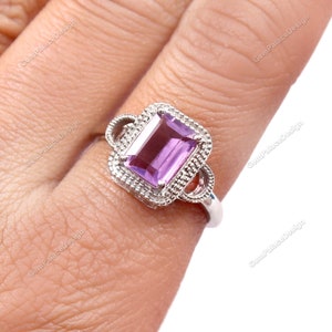 Organic Ring " Natural Amethyst Ring " Statement Ring " 925 Sterling Silver Ring " Minimalist Ring " Boho Jewelry " Ring " Promise Ring "