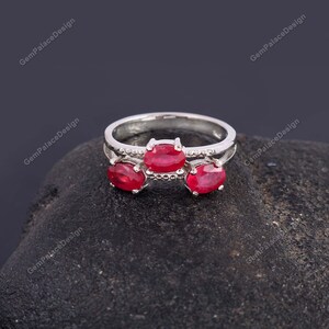 Solitaire Ring = Natural Ruby Ring = 925 Sterling Silver dainty Ring = Promise Ring = Handmade Ring = Minimalist Ring = Anniversary Gift Her