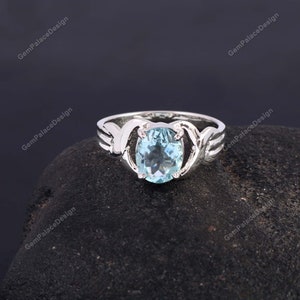 Dainty Ring | Natural Aquamarine Ring | Engagement Ring | 925 Sterling Silver Ring | Handmade Ring | Boho Minimalist Ring | Promise Ring |