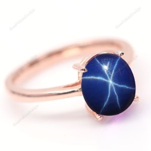 Blue Star Sapphire Gemstone Ring 925 Solid Sterling Silver Ring Handmade Ring Jewelry Gift Christmas Sale Ring