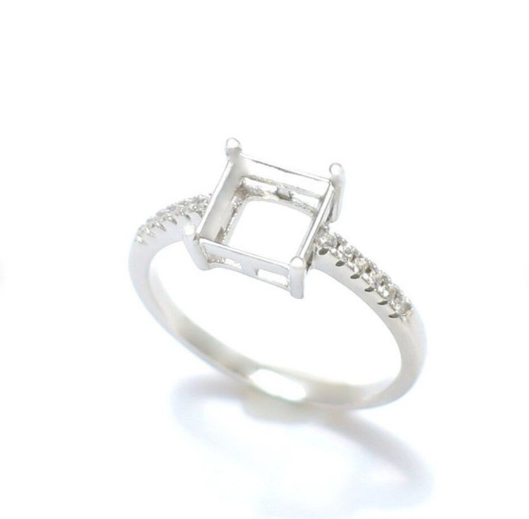 【ラッピング無料】 Square Silver Sterling 925 !!! Stunning Ring 8 7, - Setting アクセサリー