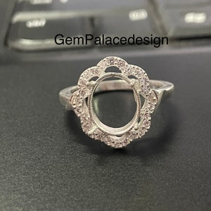 9x11 Oval Semi Mount Ring setting Engagement Ring Setting blank Ring 925 Sterling Silver Ring Blank Setting Without Stone Ring