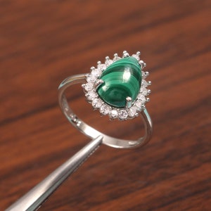 Natural Malachite Ring, Gemstone Ring, Daily Wear Ring, 925 Silver Ring, Green Malachite Ring, Ring For Women, Designer Band Ring,