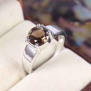 Natural smoky quartz ring, 925 Sterling Silver, cocktail ring, Engagement ring, Handmade Ring, birthstone ring, smoky quartz jewelry