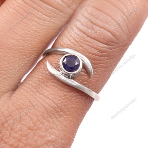 Natural Blue Sapphire Ring. Minimalist ring. jewelry ring. 925 Sterling Silver Ring. Anniversary Gift. Statement Ring .Engagement Ring