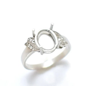 Stunning!!! 925 Sterling Silver Oval Ring Setting With Zircon, Oval 7x5 To 10 x 8 mm Ring Setting, Semi Mount Ring Engagement ring