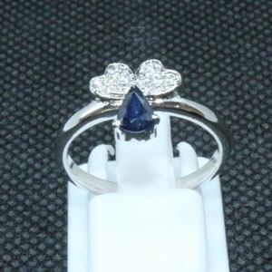 Diffusion Sapphire And Cubic Zircon Gemstone Ring - 925 Solid Sterling Silver - Handmade Silver Ring Engagement ring Anniversary Gift