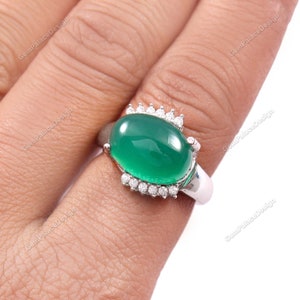 Natural Green Onyx Ring . Handmade Ring . 925 Sterling Silver Ring . Statement Ring . Stackable Ring .Minimalist Ring .Promise Ring