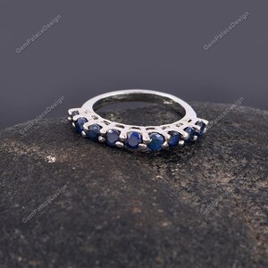 Round Blue Sapphire Ring · Gemstone Ring · Minimalist Ring .  Birthstone Ring · 925 Sterling  silver Ring . Bridal Ring · Gift For Women