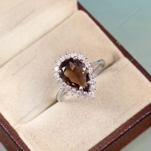 Natural Smoky Quartz Ring _ Minimalist Ring _ 925 Sterling Silver Ring _ Handmade Ring _ Statement Ring Minimalist Ring _ Solitaire Ring _