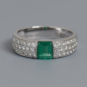 Natural Emerald Ring Natural Diamond Eternity Ring Engagement Band 925 Sterling Silver Emerald Anniversary Ring May Birthstone Ring