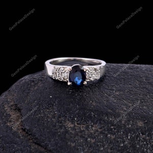 Natural Blue Sapphire ring 925 Sterling silver dainty ring Promise ring Handmade ring Statement ring Minimalist ring