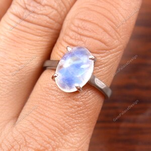 Natural Rainbow Moonstone Ring jewelry Ring 925 Sterling Silver Ring Statement Ring Minimalist Ring Stackable Ring Anniversary Gift For Her