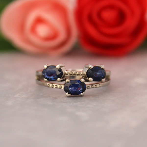Echte Saffier Ring-925 Sterling Zilveren Ring-wrzesień Birthstone Ring-blauwe edelsteen ring-blauwe saffier ring-saffier sieraden ring