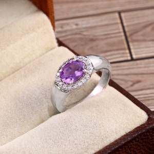 Natural Amethyst Ring - 925 Sterling Silver Ring - Purple Amethyst Anniversary Ring - Engagement Ring - Promise Ring - February Birthstone