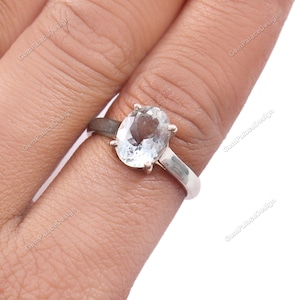 Natural Aquamarine Ring • March Birthstone Ring • Gemstone Ring 925 Sterling Silver • Promise Ring • Stacking Ring • Gift for Mom jewelry
