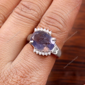 Boho Jewelry, Natural Iolite Ring, Solitaire Ring, 925 Sterling Silver Ring, jewelry Ring Statement Ring Minimalist Ring, Promise Ring