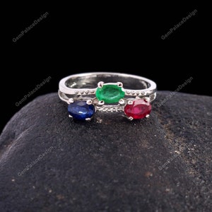 Natural Ruby , Emerald , Sapphire Ring " Statement Ring " 925 Sterling Silver Ring " Minimalist Ring " Boho Jewelry " Promise Ring