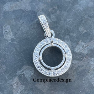 Semi Mount Pendant 925 sterling silver round pendant setting semi mount round pendant setting all gemstone pendant blanks,empty pendant