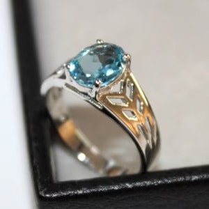 Natural Blue Topaz Gemstone Ring - 925 Solid Sterling Silver - jewelry Silver Ring Engagement ring Anniversary Gift For Her Wedding ring