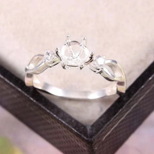 Semi Mount Ring setting 6x6 mm Round Shape Engagement Ring Setting Solitaire Ring 925 Sterling Silver Ring Blank Setting Handmade Ring