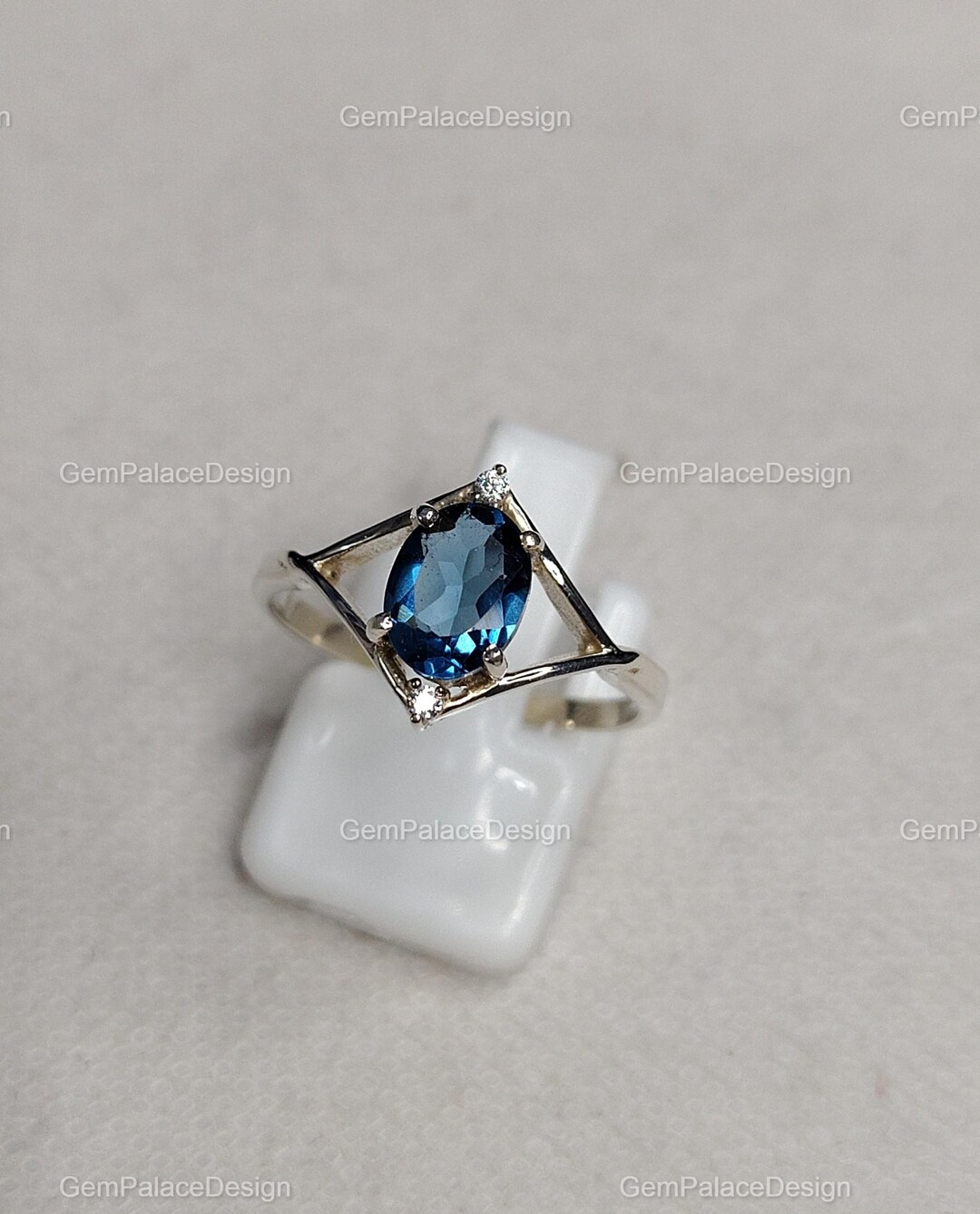 Oval Cut London Blue Topaz Ring Engagement 925 Sterling Silver Ring ...