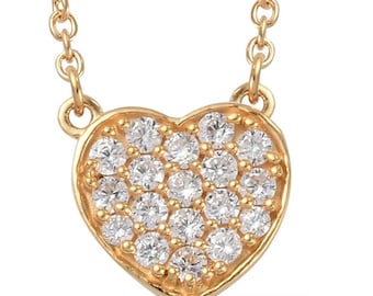 Natural Moissanite heart necklace 14k rose gold yellow gold Moissanite necklace 16,18,20 inches long necklace 925 sterling silver gold