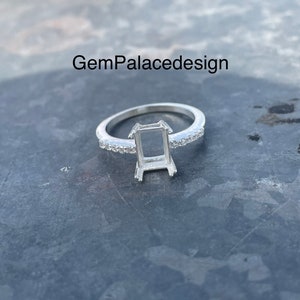 6x8 mm Rectangle Semi Mount Ring setting Engagement Ring Setting blank Ring 925 Sterling Silver Ring Blank Setting Handmade Ring