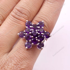 Flower Ring " Natural Amethyst Ring " Statement Ring " 925 Sterling Silver Ring " Minimalist Ring " Boho Jewelry " Ring " Promise Ring "