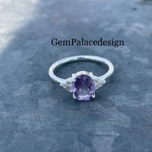 6x8 Oval Amethyst Ring Oval Natural Amethyst 925 Sterling Silver Ring, jewelry ,February Birthstone,925, jewelry Ring, Dainty Ring,
