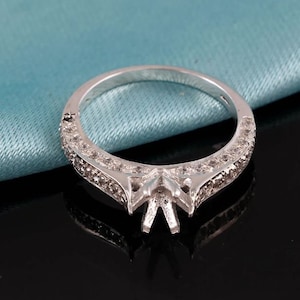 Semi Mount Ring setting 6x6 mm Round Engagement Ring Setting Solitaire Ring Blank 925 Sterling Silver Ring Blank Setting Handmade Ring