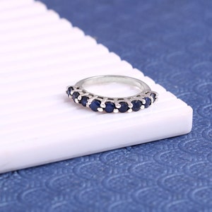 Natural Blue Sapphire Ring Statement Ring Stackable Ring September Birthstone Ring Minimalist Ring Simple Ring Gift for Her Anniversary Gift