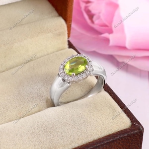 Peridot Ring . Minimalist Ring . Handmade Ring . Statement Ring . 925 Sterling Silver Ring . Anniversary Gift . Promise Ring . Gift For Her