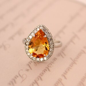 dainty Golden Topaz Ring . Statement Ring . Teardrop Ring . handmade Ring . Bezel Ring . Gemstone  Ring . Wedding Ring . Gift her