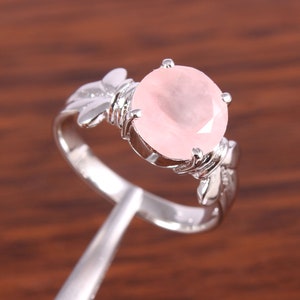 Rose Quartz Gemstone Ring | 925 Sterling Silver Ring Gemstone Ring | Designer Handmade Women Ring Jewelry Mother's Day Gift Minimalist Ring