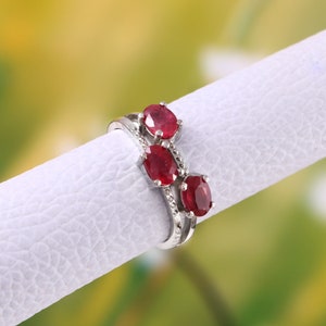 Natural Ruby Ring Statement Ring 925 Sterling Silver Ring Engagement Ring Anniversary Gift Minimalist Ring Handmade Ring Stackable Ring