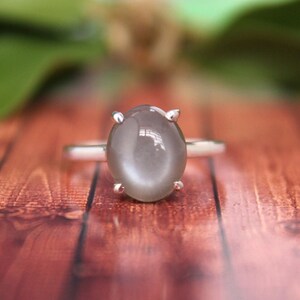 dainty Grey Moonstone Ring . Gemstone Ring . Statement Ring . Grey Stone Ring . Everyday Rings . Handmade Rings .boho Rings . Gift for him