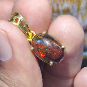 Natural Black Opal Pendant Engagement 925 Sterling Silver Pendant Fire Opal Pendant For Women