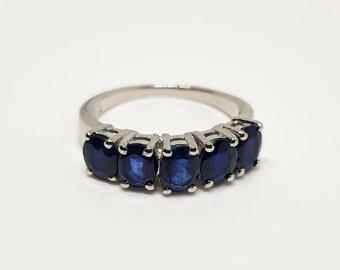 925 Solid Sterling Silver - Natural Diffusion Blue Sapphire Ring - Handgemaakte sieraden - Promise - Birthstone Ring - All Size US 3 tot 13