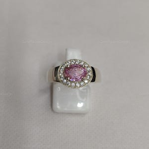 Elegant Pink Sapphire Ring Statement 925 Sterling Silver Ring Minimalist Pink Sapphire Rings For Women