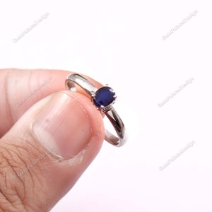 Natural Blue Sapphire Ring. Minimalist ring. jewelry ring. 925 Sterling Silver Ring. Anniversary Gift. Statement Ring .Engagement Ring