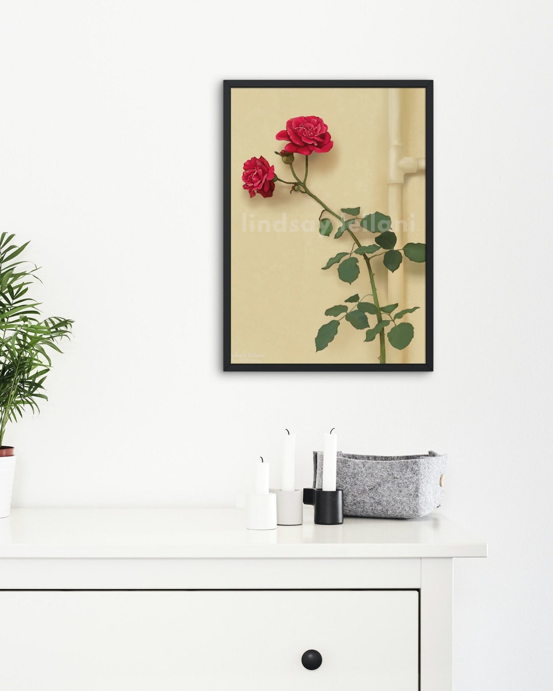 Lam's Rose Realism Art Red Rose Wall Art Print Boho Etsy