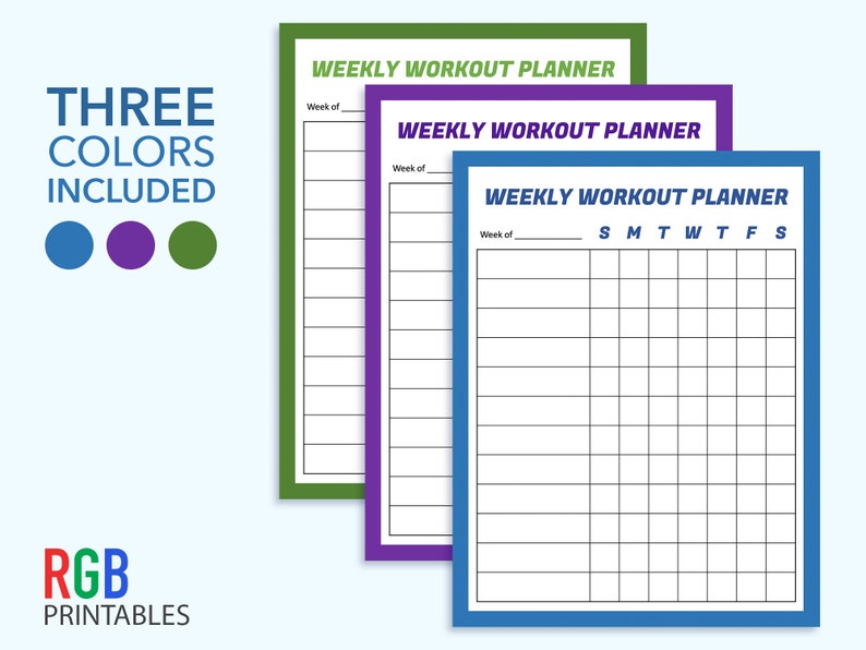 Kids Fillable PDF Printable Workout Planner, Editable Weekly Planner