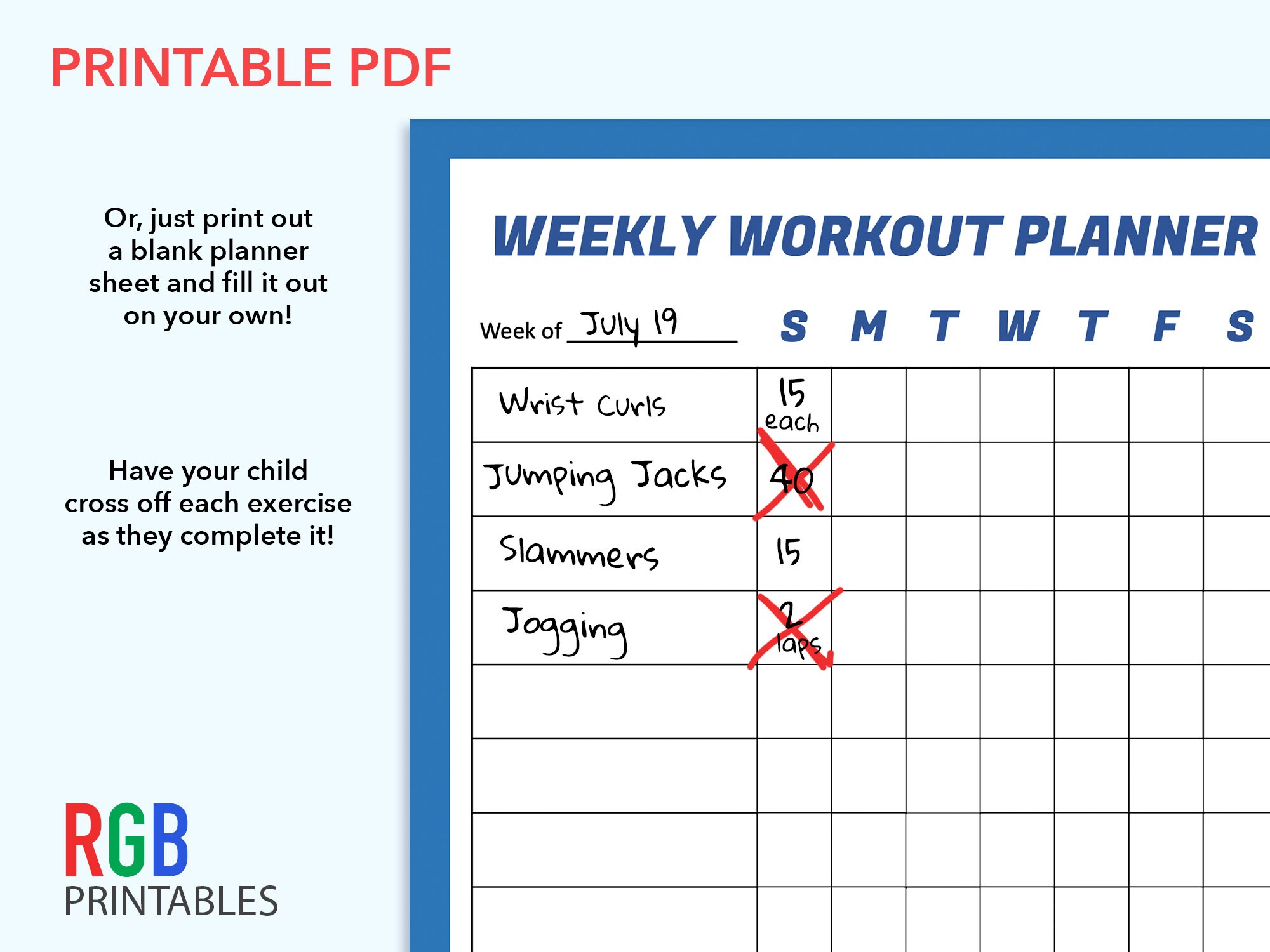 Kids Fillable PDF Printable Workout Planner, Editable Weekly Planner for  Exercise, Digital Download, Kids Workout Chart, Instant Download - Etsy