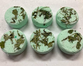 Mini Bath Bomb Menthe Poivrée Cadeau Set de 6- Bombes de bain naturelles- Bombes de bain relaxantes- Douche Steamer- Faveur de mariage- Huile essentielle- Spa